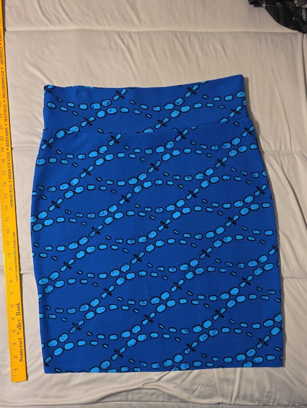 LuLaRoe Blue Patterned Pencil Skirt